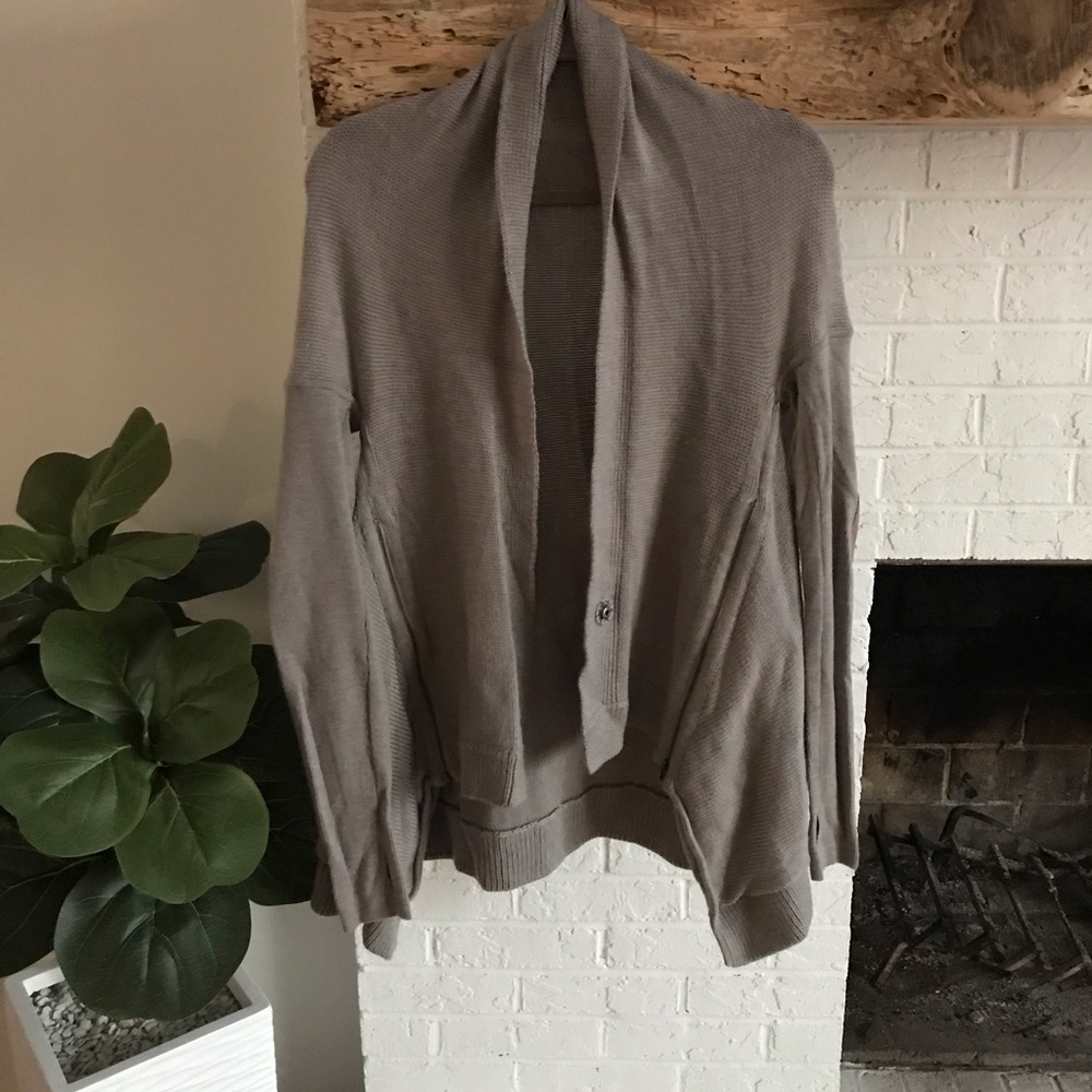 Taupe Cardigan, elbow pads